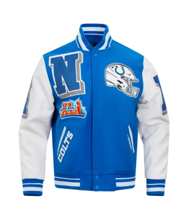 Indianapolis Colts Mashup Rib Varsity Wool/Leather Jacket