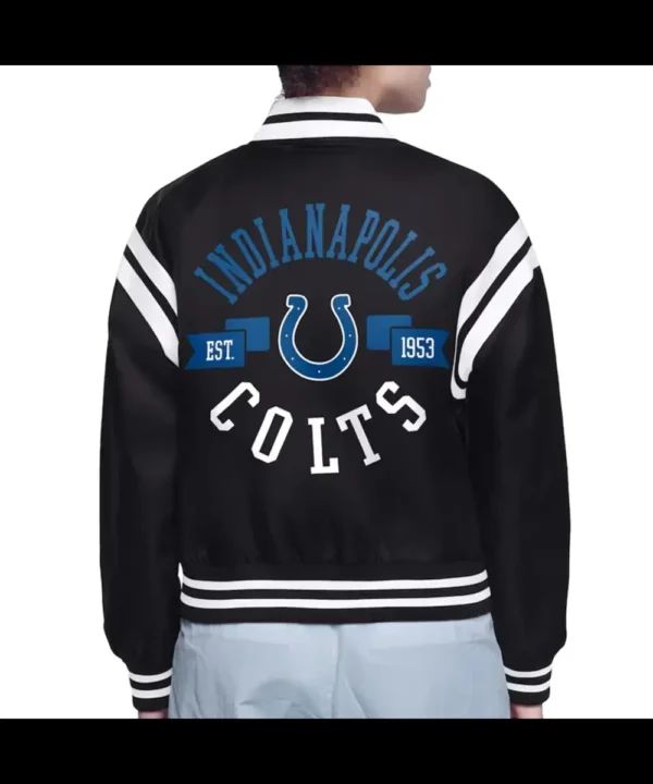 Indianapolis Colts Printed Logo Varsity Satin Jacket