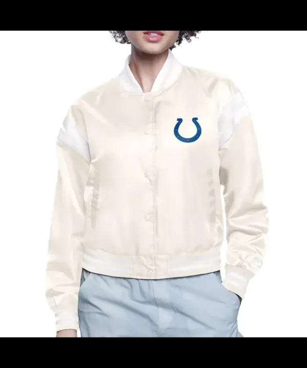 Indianapolis Colts Printed Logo Varsity Satin Jacket