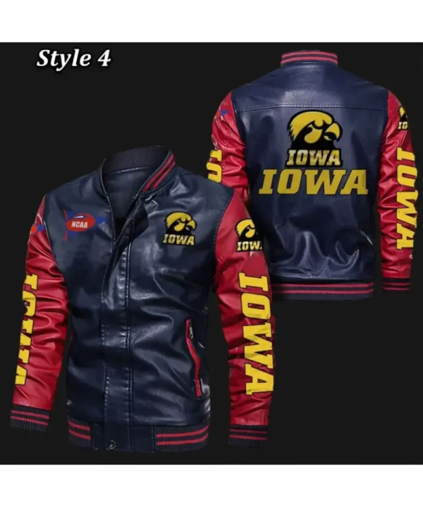 Iowa Hawkeyes Bomber Varsity Leather Jacket