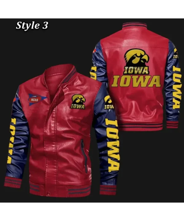 Iowa Hawkeyes Bomber Varsity Leather Jacket