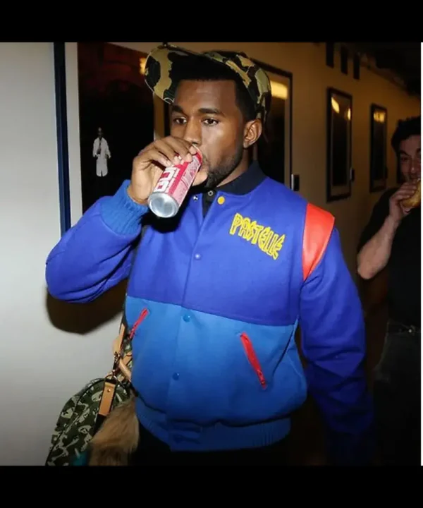 Kanye West Pastelle Varsity Blue Wool Jacket