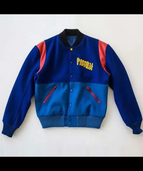 Kanye West Pastelle Varsity Blue Wool Jacket