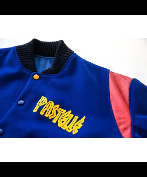 Kanye West Pastelle Varsity Blue Wool Jacket