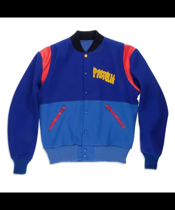 Kanye West Pastelle Varsity Blue Wool Jacket