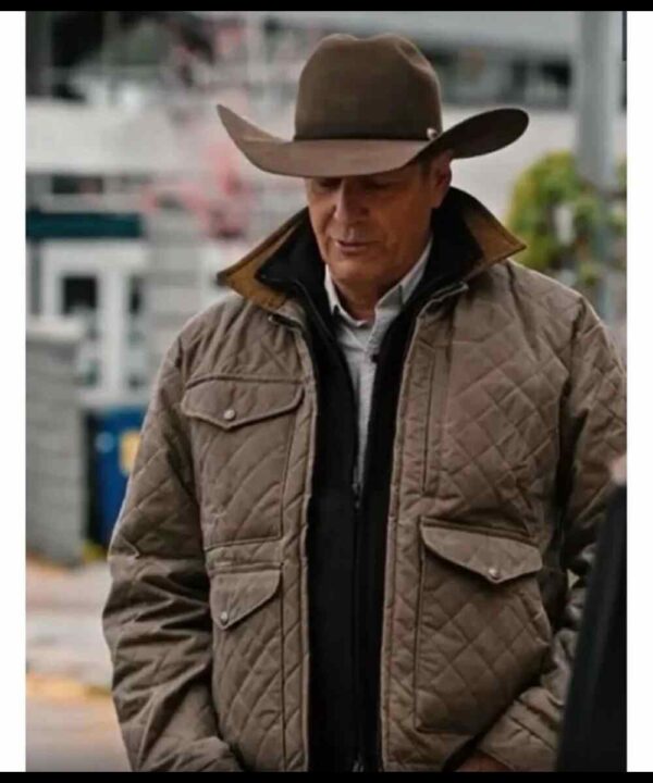 Kevin Costner Yellowstone Season 04 Brown Quilted Jacket