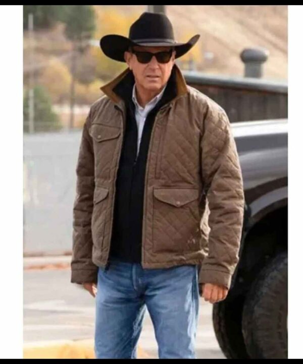 Kevin Costner Yellowstone Season 04 Brown Quilted Jacket