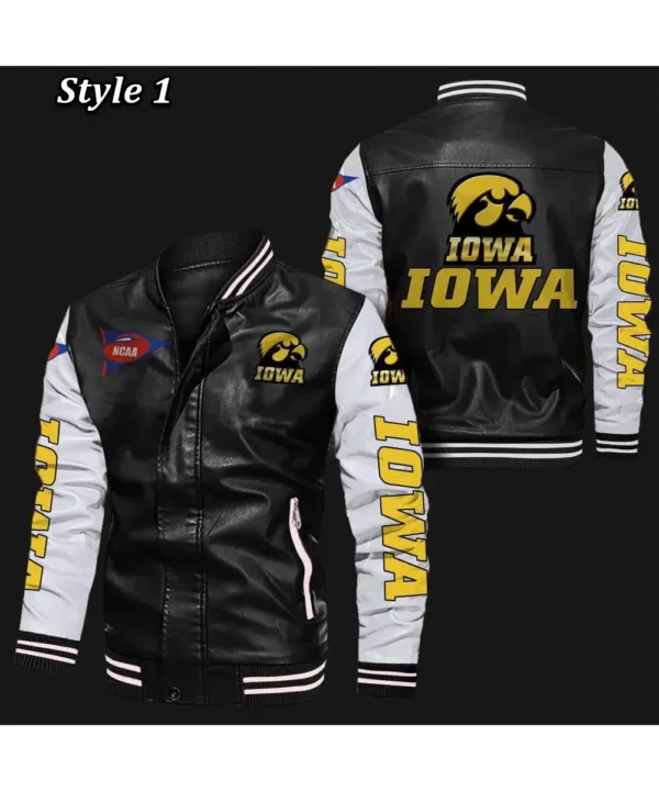 Iowa Hawkeyes Bomber Varsity Leather Jacket