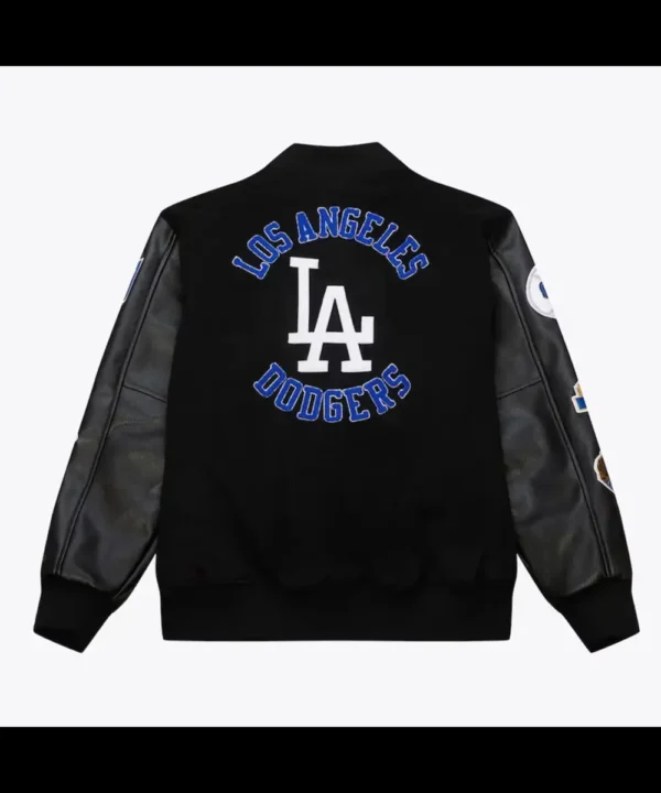 LA Dodgers Black Out Vintage Logo Varsity Jacket