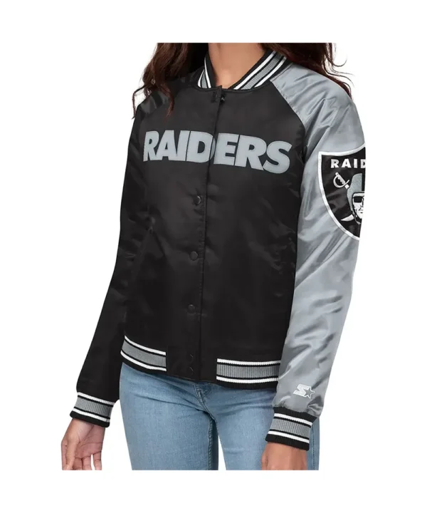 Endzone Las Vegas Raiders Black and Gray Satin Jacket