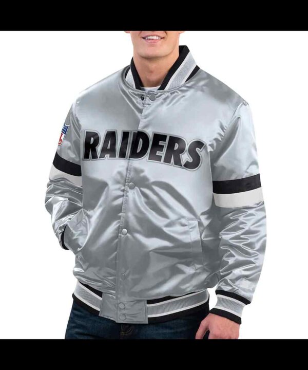 Silver Las Vegas Raiders Gridiron Classics Home Game Satin Jacket