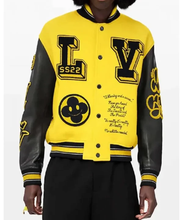 Mens Louis Vuitton Yellow Varsity Jacket