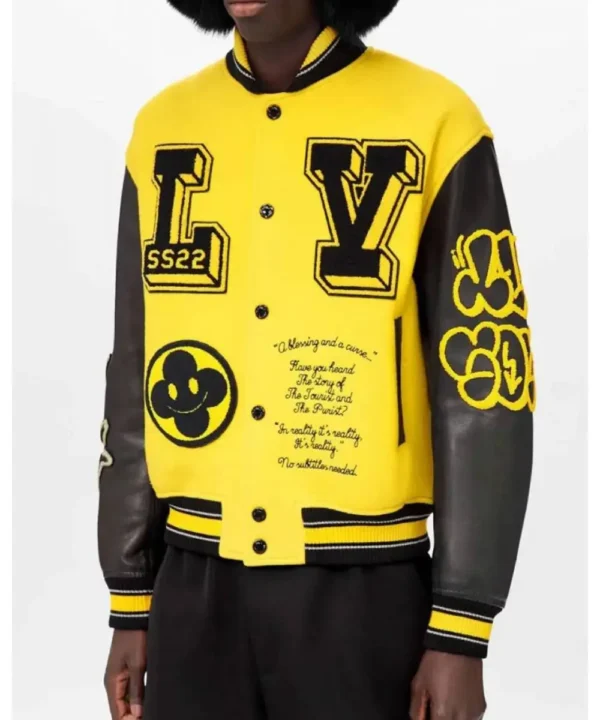 Mens Louis Vuitton Yellow Varsity Jacket