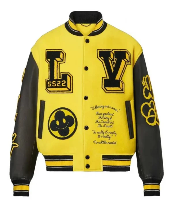 Mens Louis Vuitton Yellow Varsity Jacket