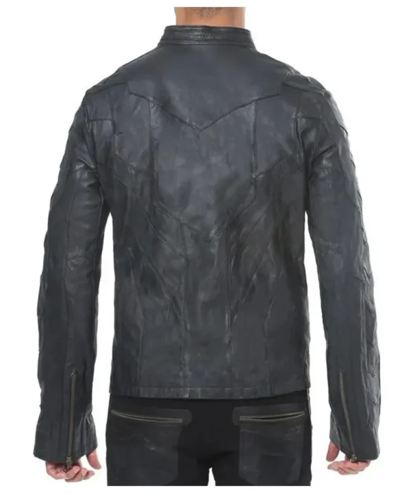 Men’s Front Pockets Designer Studded Lambskin Black Leather Jacket