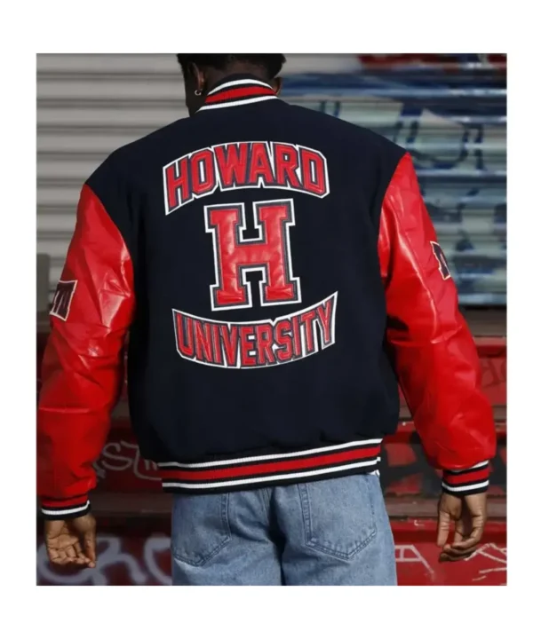 Men’s Howard University Black and Red Varsity Jacket