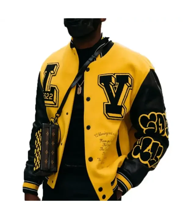 Mens Louis Vuitton Yellow Varsity Jacket