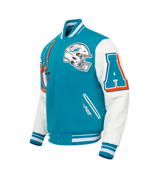 Miami Dolphins Mashup Rib Varsity Wool/Leather Jacket