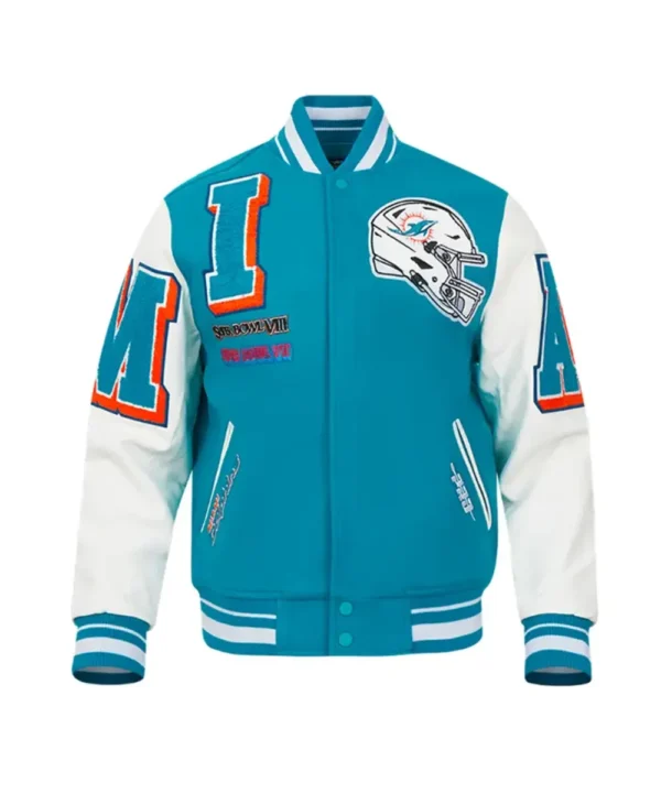 Miami Dolphins Mashup Rib Varsity Wool/Leather Jacket