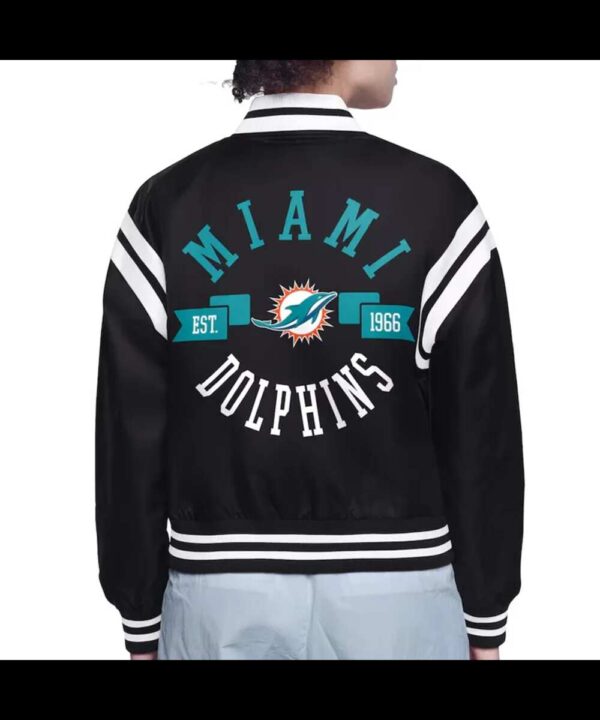 Miami Dolphins Printed Logo Varsity Satin Jacket