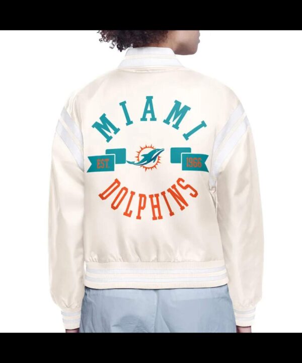 Miami Dolphins Printed Logo Varsity Satin Jacket