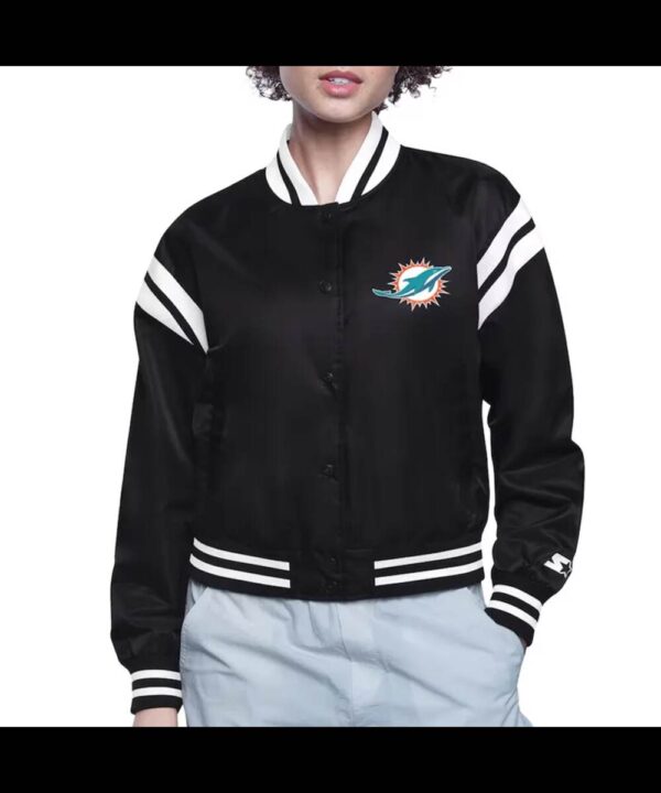 Miami Dolphins Printed Logo Varsity Satin Jacket