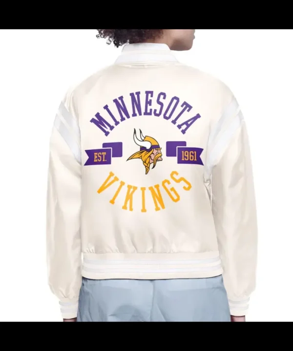 Minnesota Vikings Printed Logo Varsity Satin Jacket