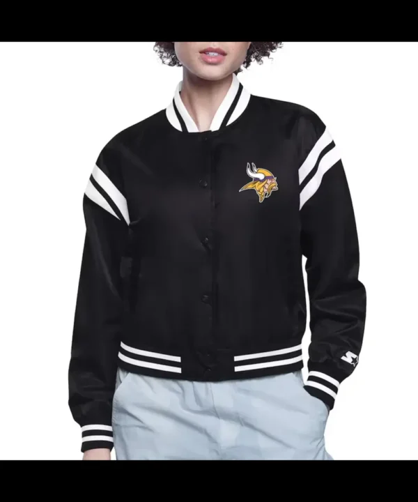 Minnesota Vikings Printed Logo Varsity Satin Jacket