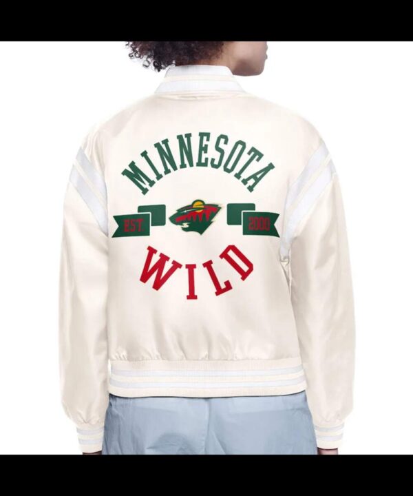 Minnesota Wild Printed Logo Varsity Satin Jacket