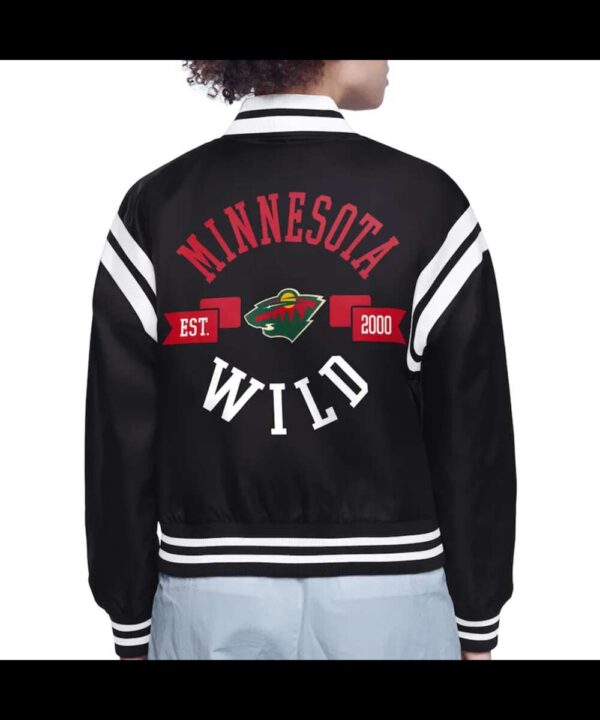 Minnesota Wild Printed Logo Varsity Satin Jacket