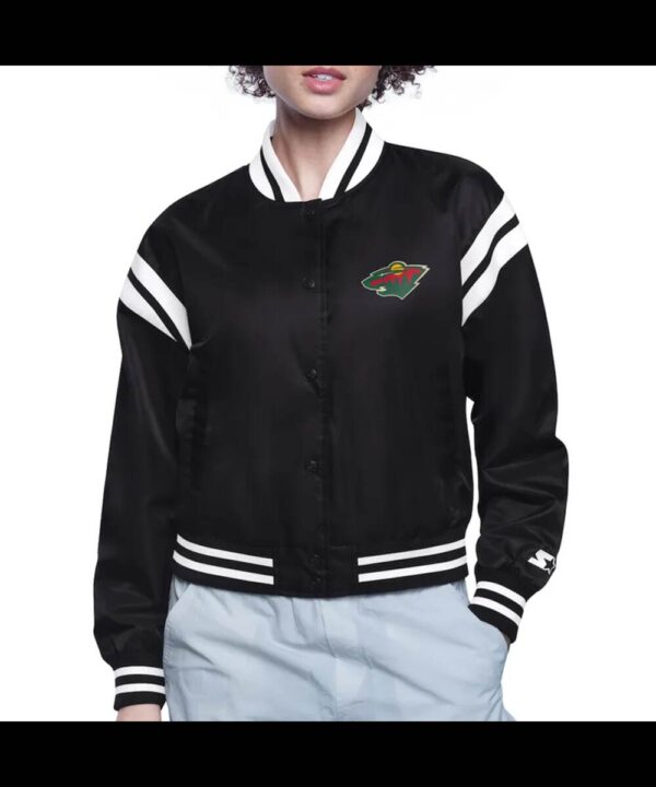 Minnesota Wild Printed Logo Varsity Satin Jacket