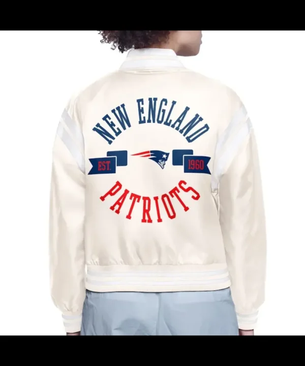 New England Patriots Printed Logo Varsity Satin Jacket