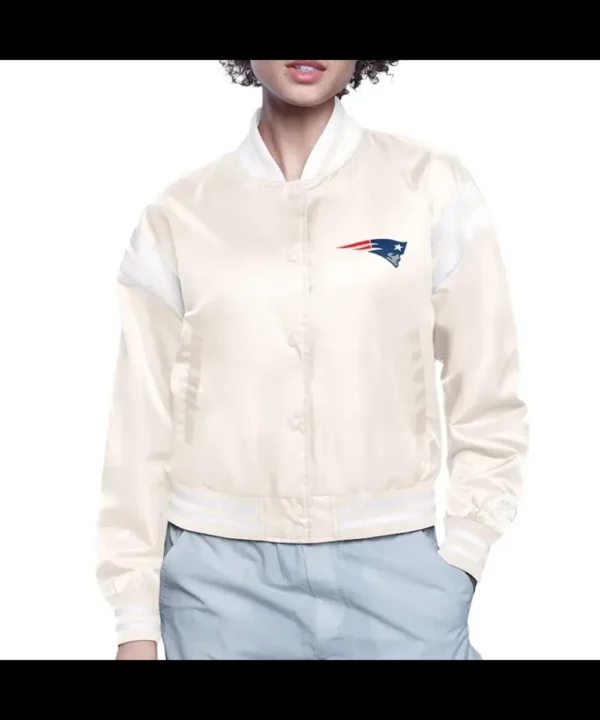 New England Patriots Printed Logo Varsity Satin Jacket