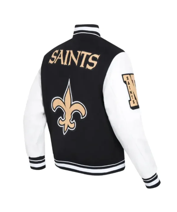 New Orleans Saints Mashup Rib Varsity Wool/Leather Jacket