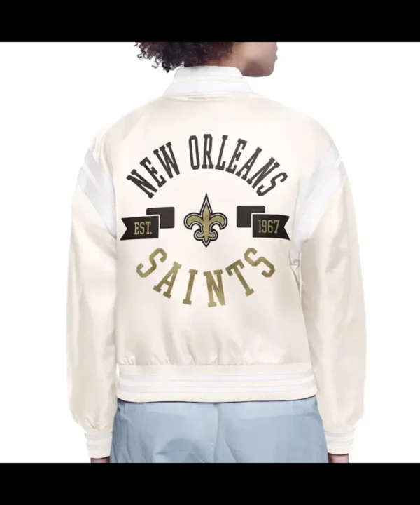 New Orleans Saints Printed Logo Varsity Satin Jacket