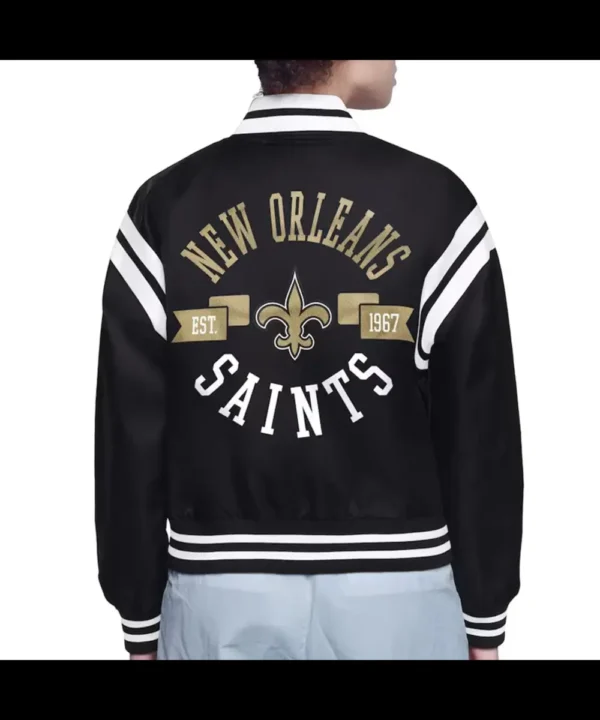 New Orleans Saints Printed Logo Varsity Satin Jacket