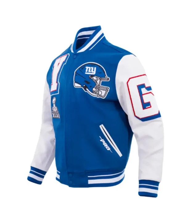 NY Giants Mashup Rib Varsity Wool/Leather Jacket