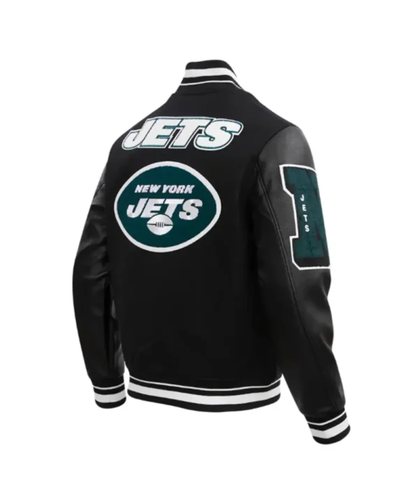 NY Jets Mashup Rib Varsity Wool/Leather Jacket