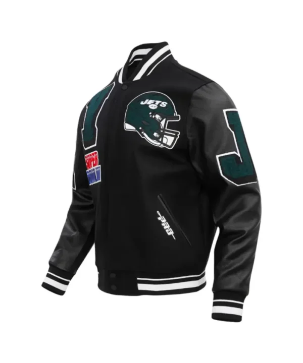 NY Jets Mashup Rib Varsity Wool/Leather Jacket