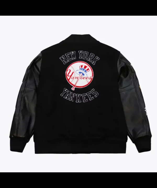 NY Yankees Black Out Vintage Logo Varsity Jacket