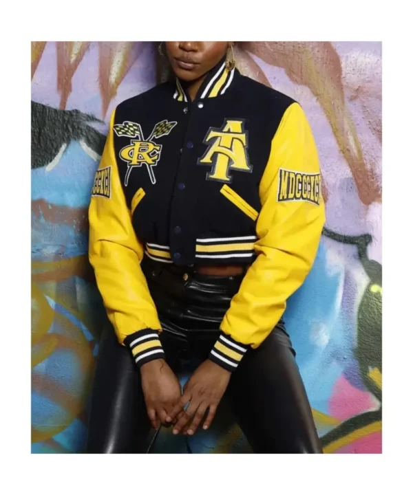 Women’s North Carolina A&T State University Black and Yellow Varsity Jacket