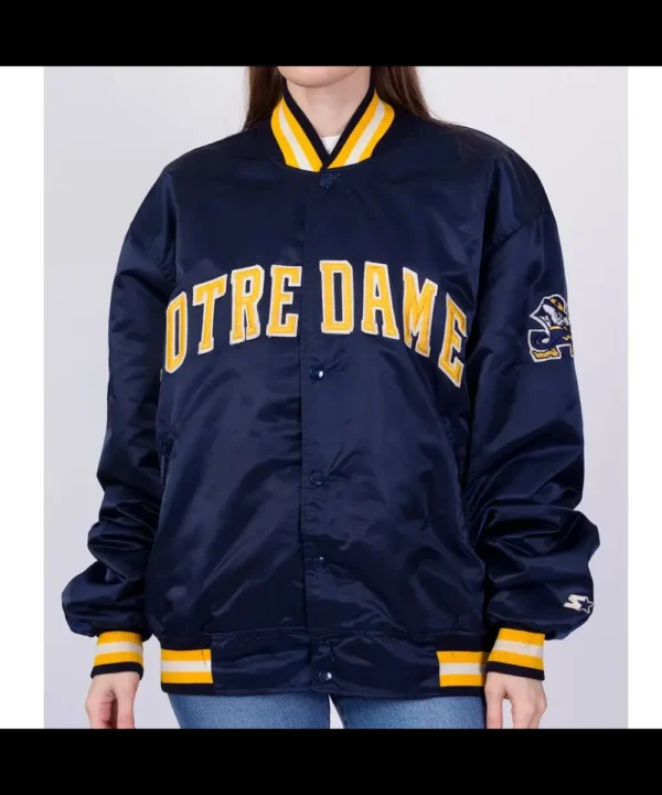 University of Notre Dame 90’s Blue Bomber Satin Jacket