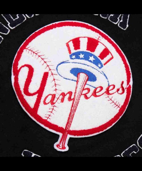 NY Yankees Black Out Vintage Logo Varsity Jacket