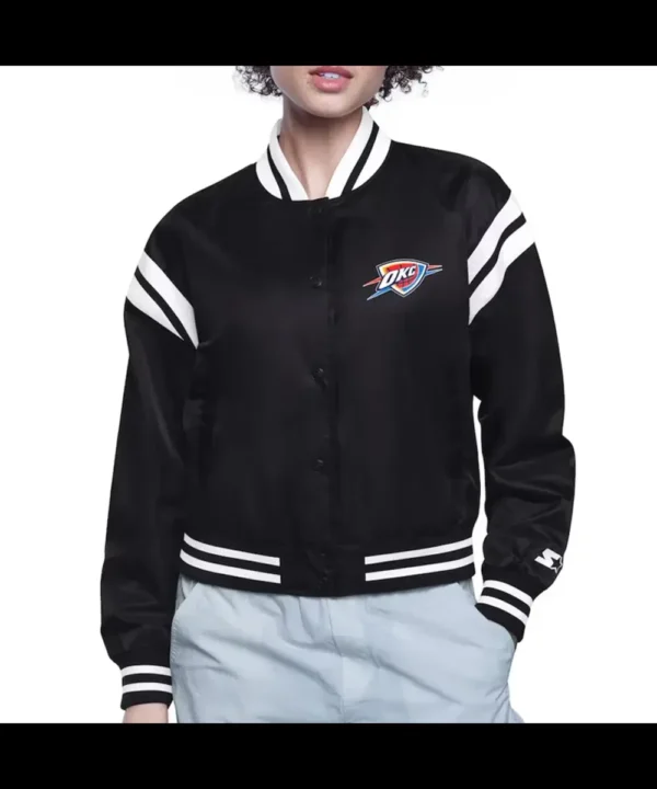 Oklahoma City Thunder Printed Logo Varsity Satin Jacket