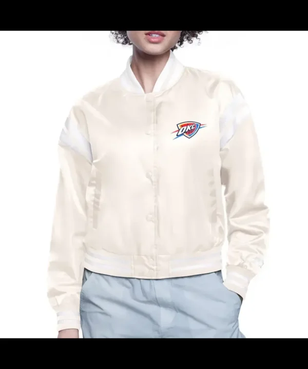 Oklahoma City Thunder Printed Logo Varsity Satin Jacket