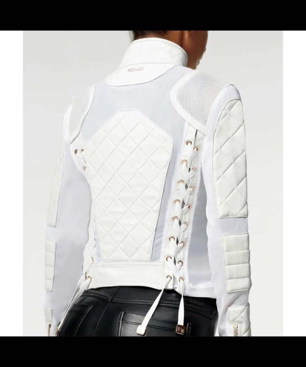 Bayley WWE Pay-Per-View Moto White Quilted Leather Jacket