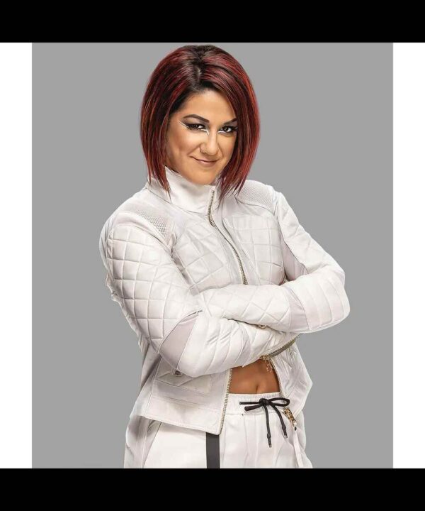 Bayley WWE Pay-Per-View Moto White Quilted Leather Jacket