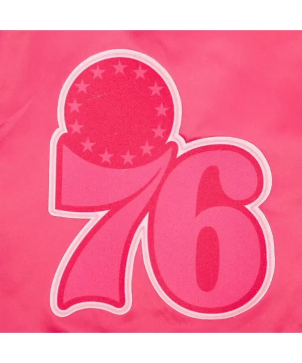 Philadelphia 76ers Triple Pink Satin Jacket