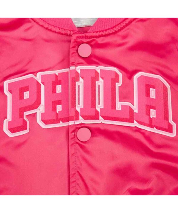 Philadelphia 76ers Triple Pink Satin Jacket