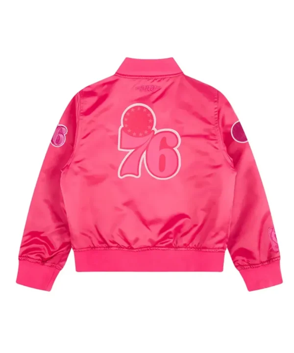 Philadelphia 76ers Triple Pink Satin Jacket